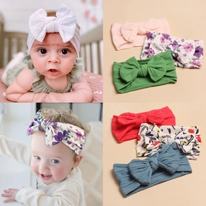 Baby Bogen Stirnbänder Polyester Zopfstrick Blumenmuster Elastische Haarbänder Für Säugling Kleinkinder Mädchen Foto Zubehör