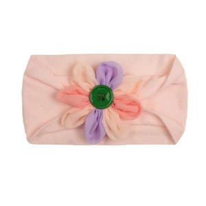 Fascia elastica in nylon per neonati con fiore di chiffon colorato e bottone centrale