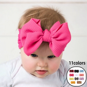 Fascia Per Capelli Elastica Con Fiocco Per Neonata Trama A Nido D'ape Poliestere Morbido Accessori Per Capelli Bambini