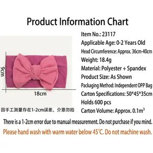 Pink bow headband for babies made of soft nylon fabric for infants aged zero to two years