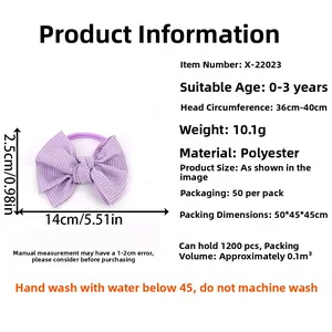 Détails du bandeau bébé à nœud violet en polyester, poids léger de 10.1 grammes