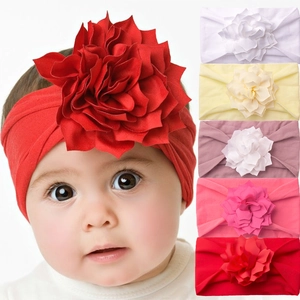 Nylon Soft Baby Headband Handmade Large Flower Elastic Infant Hair Band Comfortable Solid Color Toddler Hair Accessories