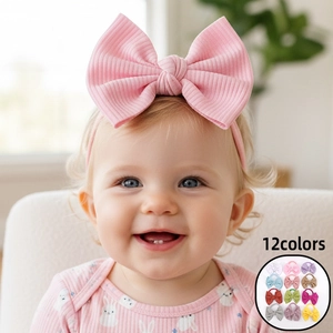 Bandeau à Nœud en Tissu Côtelé pour Bébé Bandeau Élastique Doux pour Nouveau-né et Nourrisson Accessoires Cheveux Mignons Enfants