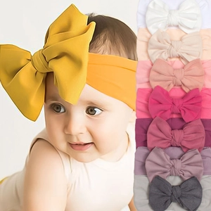 Baby Soft Nylon Bow Headband Elastic Infant Hairband Handmade Large Bow Head Wrap For Toddler Newborn Girls Hair Accessories