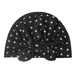 Bonnet turban pour bébé à pois avec nœud oreilles de lapin en coton doux extensible