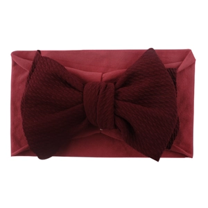 Fascia per neonati in nylon morbido con grande fiocco rosso in tessuto a costine