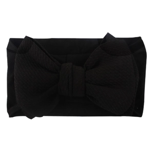 Fascia neonata in nylon nero morbido con un grande fiocco per neonati e bimbi