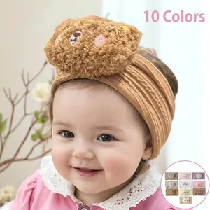 Cute Bear Baby Headband Elastic Knit Soft Infant Hair Band For Newborn Toddler Girls Fontanelle Protection Hair Accessories