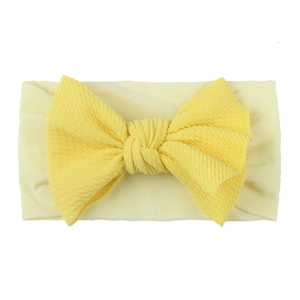 Fascia per neonati in nylon morbido con grande fiocco giallo e maglia a nido d'ape