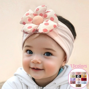 Cute Baby Nylon Elastic Headband Polka Dot Flower Headwrap Breathable Infant Hairband For Newborn Toddler Girls Headwear