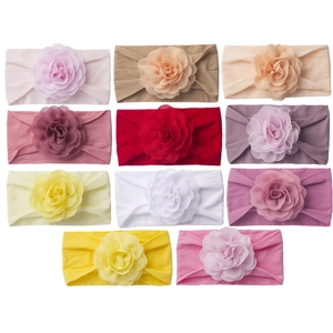 Set of 11 colorful baby flower headbands with soft chiffon petals for infants