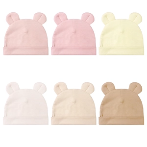 Lot de 6 bonnets en modal pour nouveau-né avec oreilles d'ours et couleurs douces