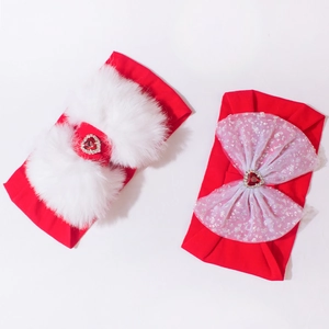 Lot de bandeaux de Noël pour bébé avec nœuds en peluche et sequins brillants