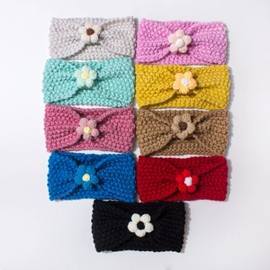 Set of 9 soft elastic newborn baby headbands with colorful handmade crochet flowers