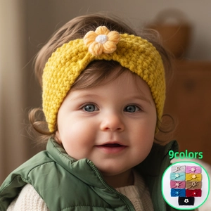 Baby Knitted Flower Headband Soft Elastic Crochet Daisy Headwrap For Toddler Infants Girls Winter Warm Hair Accessories