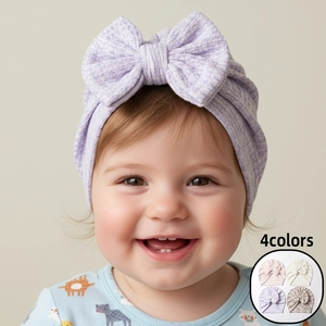 Cappello Turbante Morbido per Neonati in Maglia Waffle con Grande Fiocco Fascia per Capelli per Bambine Accessori Neonati