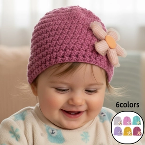 Baby Winter Knit Hat Cute 3D Flower Thickened Warm Crochet Beanie For Infants Toddlers Infants Autumn Winter Outdoor Accessories