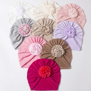 Cute infant turban hats with floral knots in nine colors for baby girls and newborns