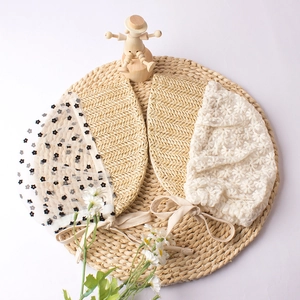 Breathable cotton baby sun hats with lace embroidery and floral mesh for summer