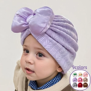 Bonnet Turban pour Nourrisson Avec Grand Nœud en Satin Tricot Doux Bébé Style Bohème Bandeau pour Filles Photographie