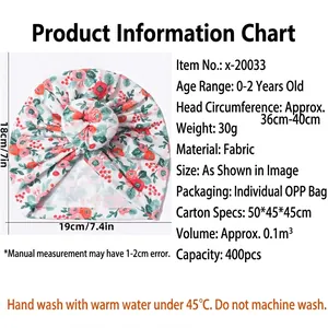 Bonnet à nœud floral blanc et rose pour bébés de 0 à 2 ans avec motif de fleurs