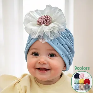 Newborn Baby Turban Hat Hollow Out Lace Breathable Flower Infant Bonnet Headwrap For Toddler Girls Fashion Accessories