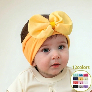 Bandeau Bébé Élastique en Nylon avec Grand Nœud en Chiffon Doux Accessoires de Coiffure pour Nourrissons Filles Mignon