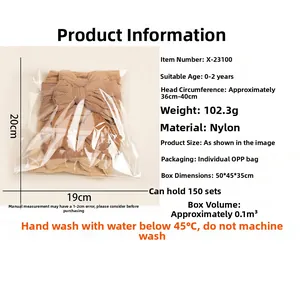 Fiche technique détaillée de 5 bandeaux bébé marron avec nœuds en nylon élastique