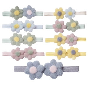 Lot de 9 bandeaux élastiques doux pour bébés avec fleurs en peluche colorées pour nourrissons