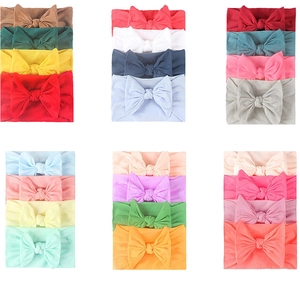 24-piece soft nylon baby headband set featuring large elastic bow hairbands in assorted colors
