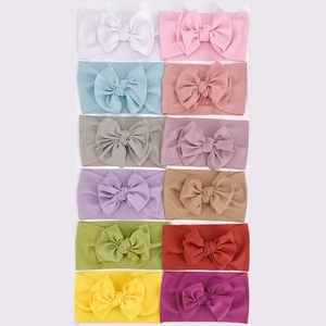 Lot de 12 bandeaux pour bébé avec double nœud en tissu côtelé doux et extensible