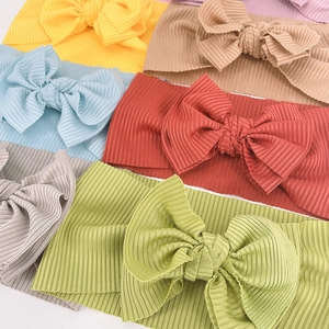 Bandeaux pour bébé en maille côtelée avec grands nœuds doubles multicolores