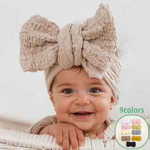 Elastic Nylon Baby Headbands With Large Bow Soft Bubble Texture Hair Band For Infants Toddlers Girls Cute Hair Accessories