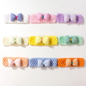 Lot de 9 bandeaux bébé extensibles avec texture crochet et nœuds à carreaux colorés