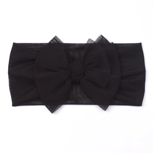 Soft mesh baby headband with large black bow for infants breathable hair accessories