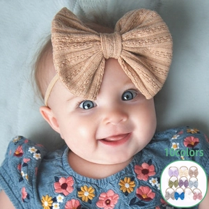 Bandeau à Nœud pour Bébé Bandeau Élastique en Tricot Côtelé pour Nourrissons Turban à Nœud Papillon Mignon Accessoires