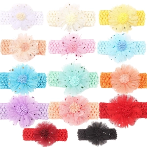Lot de 14 bandeaux ajourés pour bébé avec fleurs en organza et détails d'étoiles brillantes