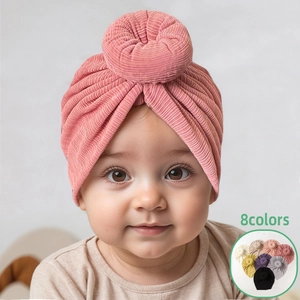 Baby Donut Turban Hat Polyester Ribbed Knit Beanie Soft Breathable Stretchy Headwrap For Newborn Infant Toddler Daily Wear Cute Solid Color Cap