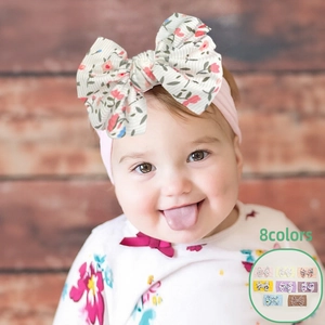Baby Mädchen Schleife Haarband Weich Dehnbar Tie-Dye Blumendruck Stirnband Breit Elastisch Turban Für Neugeborene Kleinkinder Haarschmuck