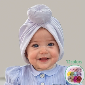 Bonnet Turban pour Nouveau-Né en Tricot à Côtes Noeud Donut Souple Respirant Enveloppe de Tête pour Bébés Garçons et Filles