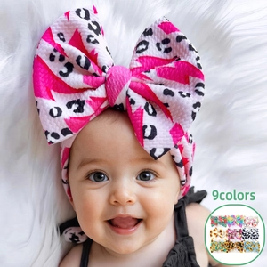 Baby Mädchen Stirnband Mit Großer Schleife Waffelstrick Weiches Elastisches Haarband Sonnenblume Leopardenmuster Turban