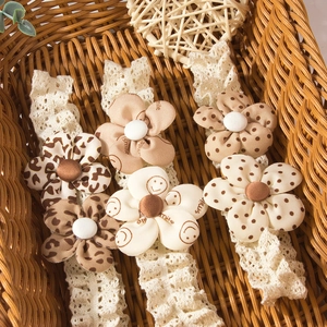 6-pack floral lace baby headbands with crochet patterns and vintage flower accents