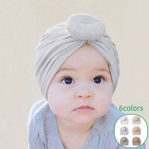 Baby Turban Hat Donut Knot Design Polyester Pullover Cap Soft Breathable Tie Dyed Headwear For Infants Toddlers Girls Boys Accessory