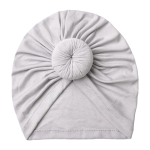 Breathable light gray baby turban hat with donut knot design for summer toddlers