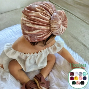 Baby Turban Hat Velvet Donut Knot Soft Warm Headwrap For Newborn Infant Toddler Photography Prop Daily Wear Bohemian Style