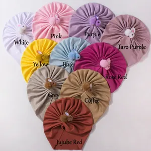 Détails de dix turbans colorés pour bébés avec de mignonnes oreilles de lapin en peluche