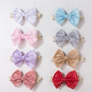 Lot de 8 bandeaux bébé en dentelle avec nœuds en tulle à motifs d'étoiles multicolores