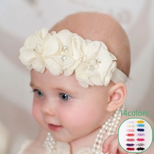 Fascia per Capelli per Neonato con Fiori in Chiffon Floreale Fascia Elastica con Künstliche Perle Sintetiche e Strass Accessori per Capelli