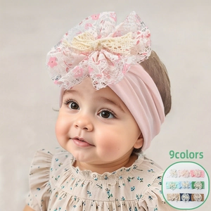 Newborn Baby Soft Nylon Headband Cute Floral Lace Bow Hairband Elastic Turban For Toddler Infants Photography Decoration