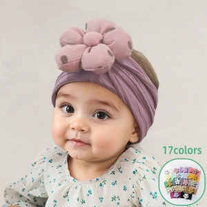 Weiches Polyester Baby Stirnband Mit Großer 3D Blume Punktmuster Herz Muster Elastisches Baby Haarband Für Kleinkinder Mädchen
